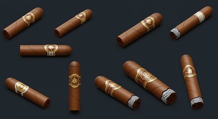 Hyperrealistic Cigar Render: A Study in Brown and Gold AI Generated