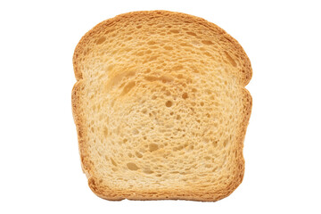 Close-up of a slice of toasted bread, isolated on a white background