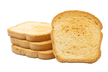 Close-up of a slice of toasted bread, isolated on a white background