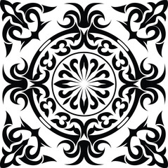 Isolated floral pattern| Hand drawing pattern|  Floral Damask Seamless Pattern| Ornament Pattern Border Design| Black and white floral pattern vector illustration