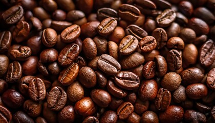 Obraz premium brown roasted coffee beans background rich aromatic texture dark and glossy coffee surface perfectly roasted beans close up warm earthy tones smooth and detailed coffee aesthetic caffeine