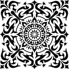 Isolated floral pattern| Hand drawing pattern|  Floral Damask Seamless Pattern| Ornament Pattern Border Design| Black and white floral pattern vector illustration