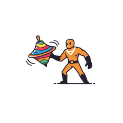 Fototapeta premium Superhero with Spinning Top