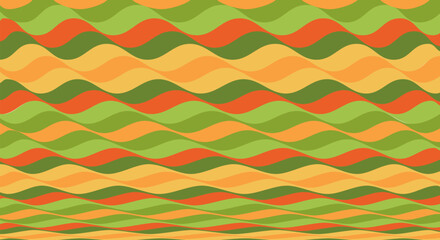 Colorful wavy pattern background. Colorful background featuring a series of wavy lines in warm hues of orange, yellow, and green.