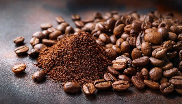 coffee beans and ground coffee closeup aromatic coffee coffee drinks