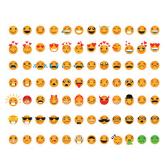 Set of emoticon smile icons Cartoon emoji set Vector emoticon set.