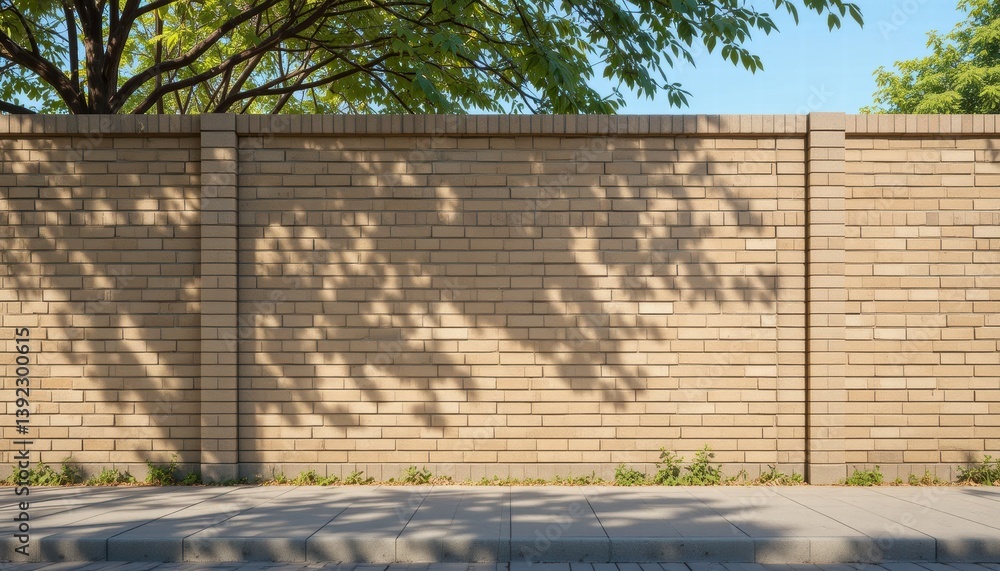 Poster graceful tree casting intricate shadows on a wall creating a unique play of light and dark patterns
