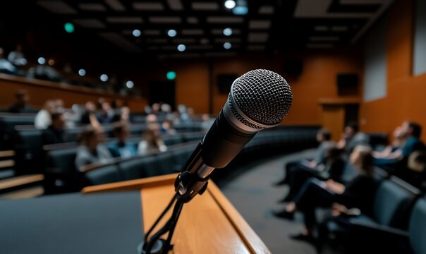 Public speaking forum in a lecture hall
