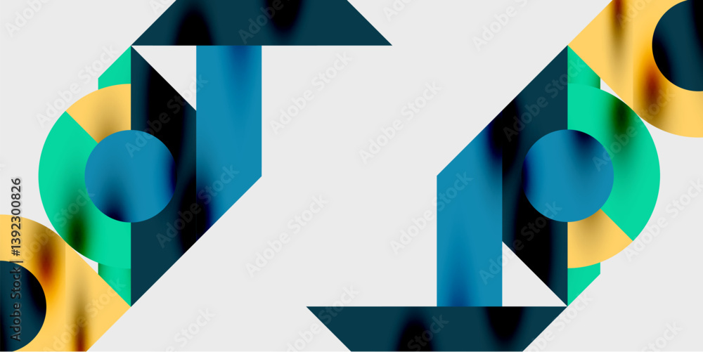 Leinwandbilder Abstract geometric shapes, vibrant colors, modern design. Overlapping forms create dynamic composition. Smooth gradients add depth. Minimalist aesthetic.