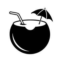 coconut drink icon, coconut drink line art - simple line art of coconut drink, perfect for coconut drink logos and icons