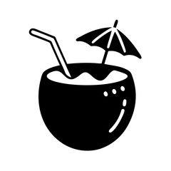 coconut drink icon, coconut drink line art - simple line art of coconut drink, perfect for coconut drink logos and icons