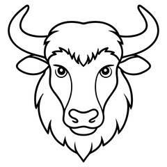 Bison Head in Single Stroke Vector