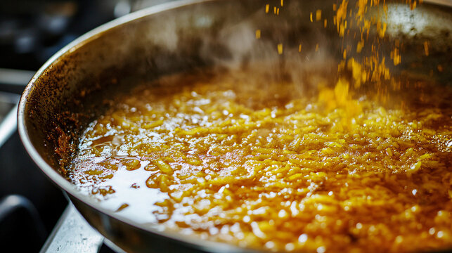 Spanish Paella Cooking Class Featuring Saffron Rice in a Large Pan