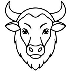 Bison Head in Single Stroke Vector