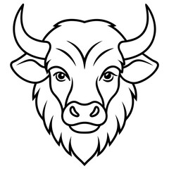Bison Head in Single Stroke Vector