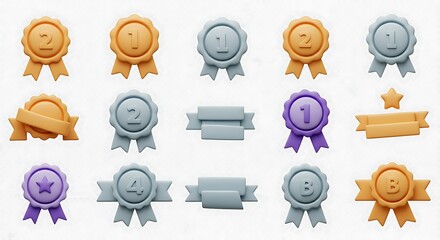 Playful 3D Render: A Collection of Charming Award Ribbons AI Generated
