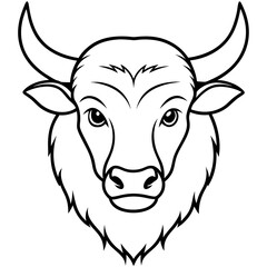 Bison Head in Single Stroke Vector
