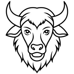 Bison Head in Single Stroke Vector