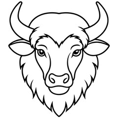 Bison Head in Single Stroke Vector