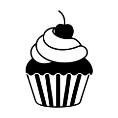 cupcake icon, cupcake line art - simple line art of cupcake, perfect for cupcake logos and icons