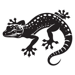 Stealthy Gecko silhouette, moving with quiet precision – Gecko illustration – Minimalist Gecko vector – Lizard silhouette

