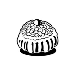 Stylized monochromatic illustration of a decorative gourd with organic pattern