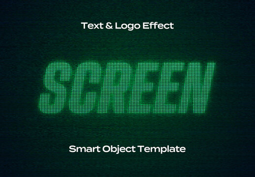 Screen Monitor TV VHS Display Text Logo Style Effect Mockup Logotype Template Shape