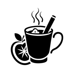 hot cider with cinnamon icon, hot cider with cinnamon line art - simple line art of hot cider with cinnamon, perfect for hot cider with cinnamon logos and icons