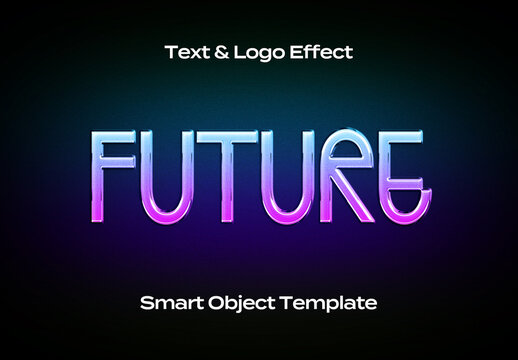 Future Black Chrome Space Text Logo Style Effect Mockup Logotype Template Shape
