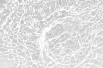 White water with ripples on the surface. Defocus blurred transparent white colored clear calm water surface texture with splashes and bubbles. Water waves with shining pattern texture background.