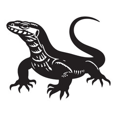 Stealthy Monitor Lizard silhouette, blending into its environment – Monitor Lizard illustration – Minimalist Monitor Lizard vector – Reptile silhouette

