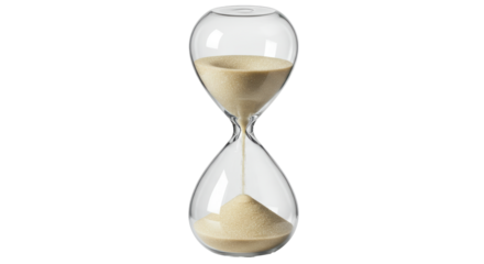Isolated Transparent Glass Hourglass with Flowing Sand