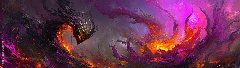 Poster an abstract artistic rendering of fiery and swirling ethereal elements