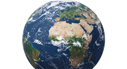 Isolated Realistic Planet Earth Globe with Continents