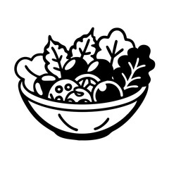mixed greens salad icon, mixed greens salad line art - simple line art of mixed greens salad, perfect for mixed greens salad logos and icons