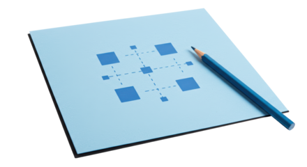 Isolated Diagram on Paper with Pencil Blue Squares