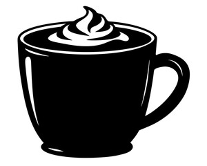 Hot Cocoa Mug Silhouette Vector & Cozy Winter Drink SVG