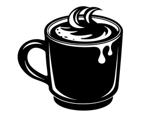 Hot Cocoa Mug Silhouette Vector & Cozy Winter Drink SVG