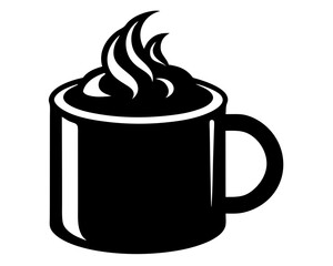 Hot Cocoa Mug Silhouette Vector & Cozy Winter Drink SVG
