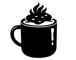 Hot Cocoa Mug Silhouette Vector & Cozy Winter Drink SVG