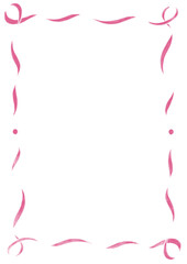 Wavy Ribbon Frame with Dots, bright pink & white wedding menu invitation border, hand drawn girl baby shower, a4 birthday valentines day party, clown funfair style, bachelorette bachelor vintage retro