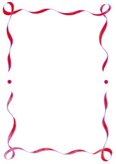 Wavy Ribbon Frame with Dots, red & purple wedding menu invitation border, hand drawn baby shower decoration, a4 birthday bright colour party, clown funfair style, bachelorette bachelor vintage retro