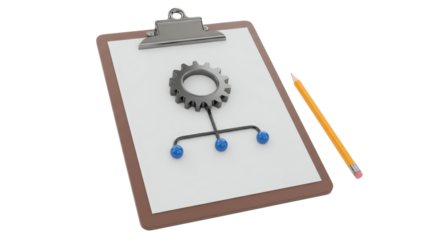 Isolated Clipboard with Gear Mechanism Illustration