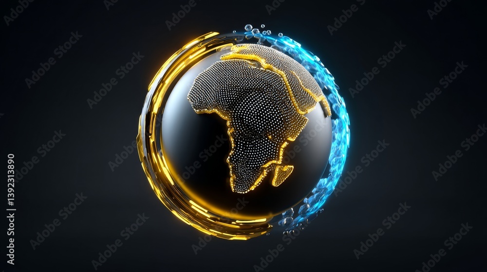 Poster a digital tech concept is illustrated through a 3d render of an abstract globe, complete with detail