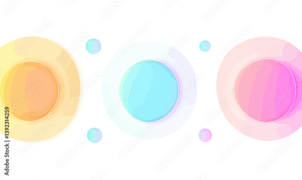 Poster luminous gradient glow with pastel circles and soft geometric shapes vector art