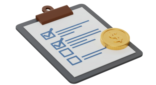 Isolated Checklist with Dollar Coin Illustration - Powered by Adobe