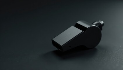 Classic black plastic whistle, simple design, clean background , game, sound