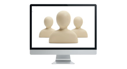 Isolated Computer Screen Displaying Generic People Icons