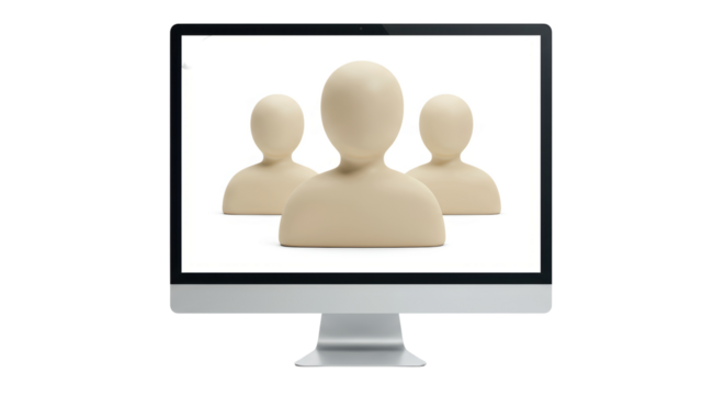Isolated Computer Screen Displaying Generic People Icons