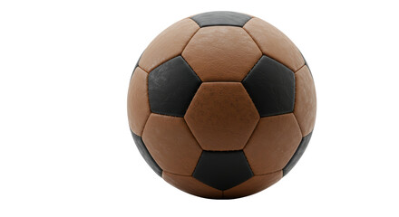 Isolated Leather Soccer Ball with Black Panels